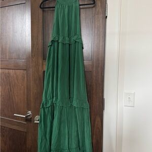 Chic Green Ruffle Maxi Dress